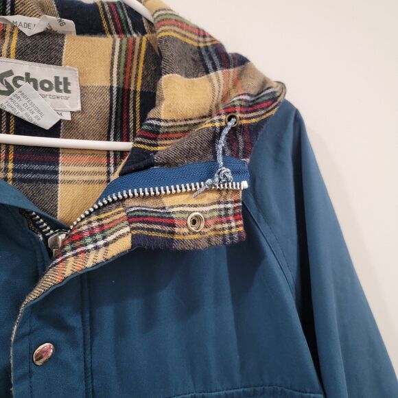 Vintage Schott Mens Chore Barn Jacket Size Medium Blue Utility Blanket Lined - Picture 2 of 9